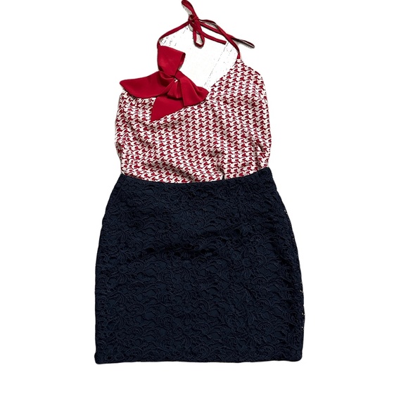 (28) Jessica Simpson Red Halter Top, Small, Backless, Silk Fabric - Picture 2 of 4